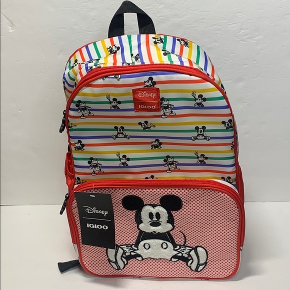 Disney Mickey Mouse Rainbow Stripes Insulated Cooler Backpack 24 Can NWT main image 5